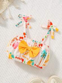 3pcs/Set Baby/Baby GirlCasual Cute Plaid Print Camisole, Tube Top And Panties Set With Hat - Multicolor - View 7
