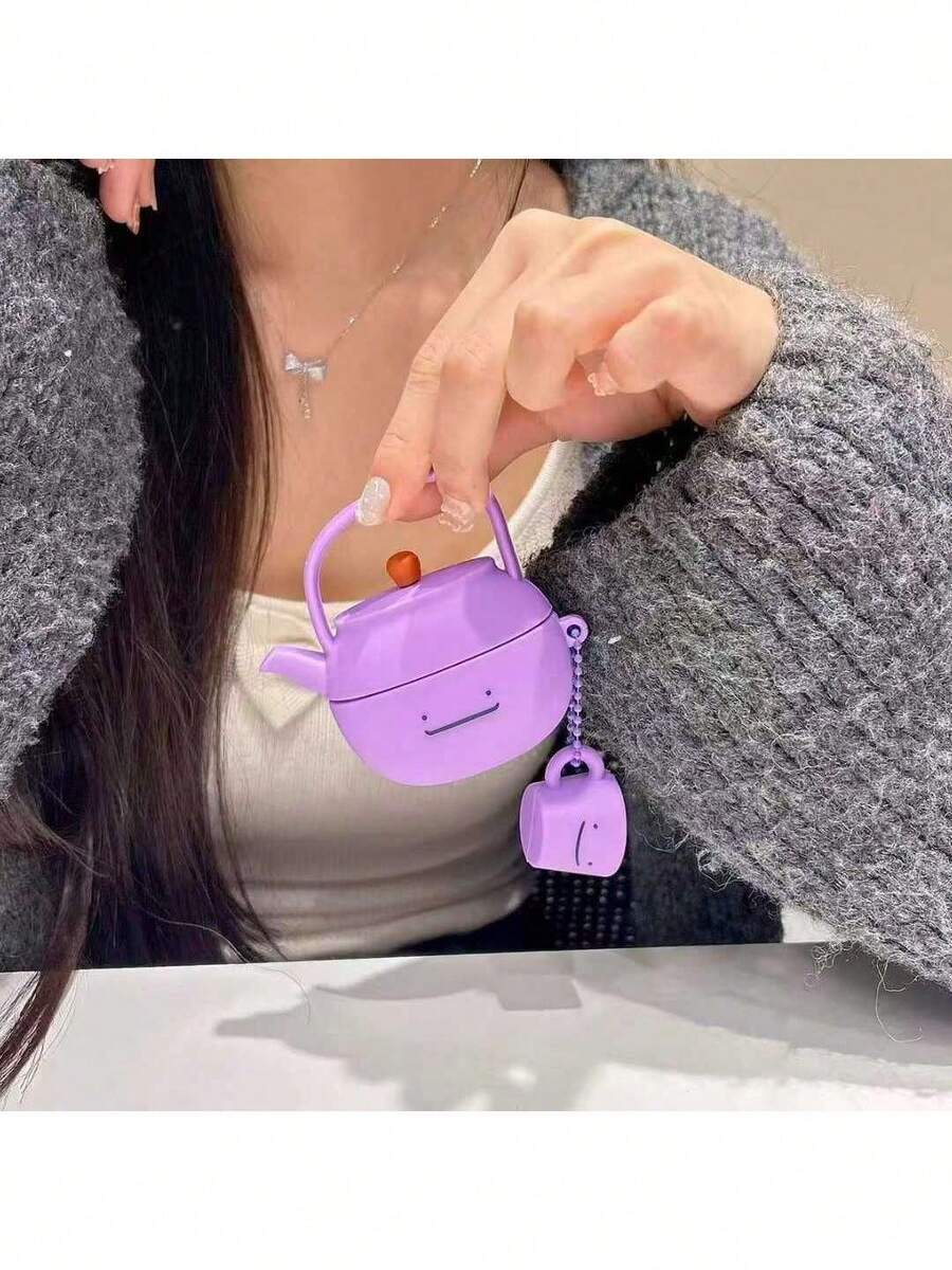 1 Set Creative Purple Changeable Teapot Design Protective Case Compatible With Apple Pro 3, Suitable For 1st/2nd/3rd/4th Generation - Multicolor - View 1