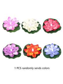 1 pieza/6 piezas Luz flotante de flor de loto LED impermeable, Luz de noche de flor de loto LED impermeable, Adecuado para deseos, decoración de río o piscina, decoración de fuente de agua de jardín de Navidad - Multicolor - Ver 12