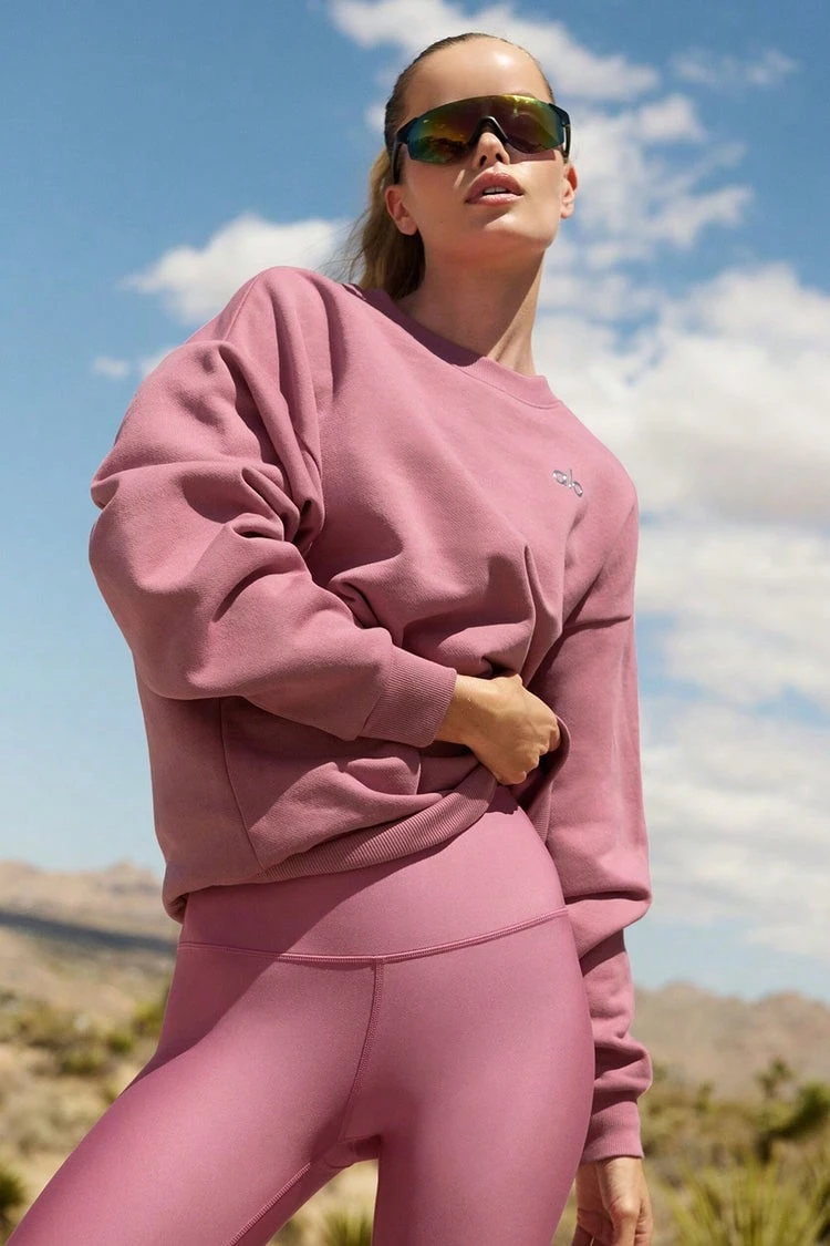 Alo Yoga Alo Accolade Crew Neck Pullover Unisex Style Designed For A Boxy Pink Wild Rose U3031rg - 粉色 - 查看 1