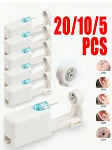 1 Set 98pcs Reusable Ear, Body, Nose, Navel, Lip, Tongue Piercing Gun Machine Supplies Toolkit, Includes Earrings, Professional Sterile Piercing Tools - 藍色 - 查看 9