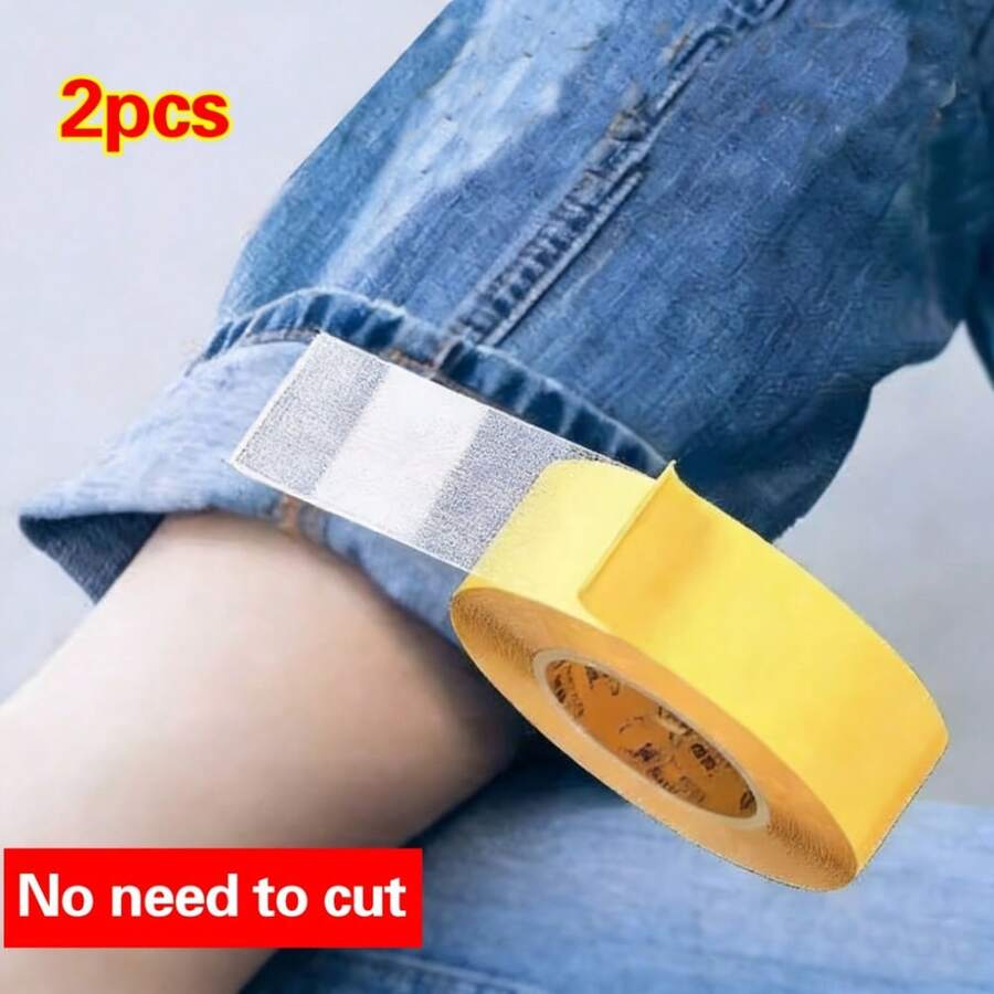 2 Rolls High Adhesive Fabric Tape, No-Cut Multi-Functional Seamless Hem & Sleeve Fixer, Suitable For Fabric Clothing Self-Adhesive Fixation - Random Style - View 1