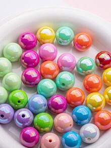 16mm Mixed Color New Acrylic UV Plated Solid Color Beads, DIY Jewelry, Phone Charm, Car Decor Accessories - Multicolor - View 1