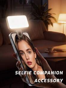 Baijun XU LED Mobile Phone Lighting Device, Clamp-Type Portable Photography Lamp, Suitable For Mobile Phone LED Lights, Featuring 3 Levels Of Color Temperature Adjustment. Powered By USB Or Battery, Compatible With Mobile Phone Camera Shooting Equipment. Can Create Instant Beauty Lighting Effects Anytime And Anywhere. - A - View 2