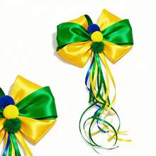 Hair Bow In The Colors Of The Brazilian Flag For Women. - 混合色 - 查看 3