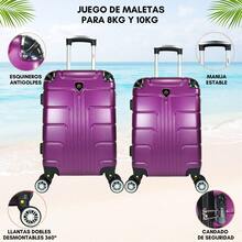 2-Piece Hard-Shell Suitcase Set, 20 And 18 Inches, Hand Luggage, 10KG And 8KG, Lightweight PC+ABS Material, 360° Detachable Wheels With Integrated Lock - Purple - View 2