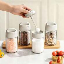 Bộ 3 hũ đựng gia vị bằng thủy tinh kín có nắp tích hợp thìa - Hộp đựng gia vị bằng nhựa kín khí, nắp trong suốt, thích hợp cho nhà bếp gia đình, tuyệt vời để bảo quản các loại thảo mộc và gia vị. - Nhiều màu - Xem 6