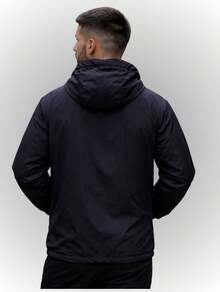 Men's Plain Windbreaker Jacket With Hood, Pocket, And Zipper - Spring/Autumn/Winter - All - Regular Fit - Drawstring/Zipper - Christmas, Teacher's Day, Thanksgiving - Grey - View 2