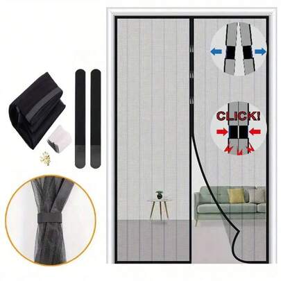 1 tấm rèm cửa chống muỗi từ tính, dùng được trong nhà/ngoài trời, thiết kế không cần khoan, dễ dàng lắp đặt, rèm lưới chống côn trùng, kiểu dáng cổ điển, phù hợp cho phòng ngủ, phòng khách, cửa và cửa sổ xe RV, thân thiện với vật nuôi.