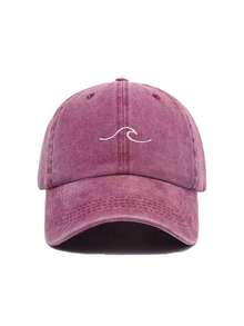 1 chiếc mũ lưỡi trai mới đã giặt, họa tiết sóng tối giản thêu, mũ unisex, mũ snapback đa năng dành cho học sinh. - mũ bóng chày - Xem 7