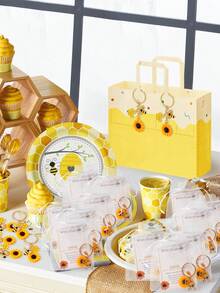 15件組鑰匙禮品套組，包含蜜蜂、向日葵、雛菊與蜂巢設計，派對小禮品與DIY配件，適用於單身女派對小禮、新娘婚前派對禮物、畢業禮物、蜜蜂主題派對裝飾及婚禮走道裝飾 - 查看 1