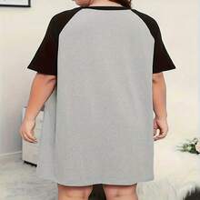 Women Plus Size Casual Sleep Dress Anti Social Social Club Print Soft Stretch Elegant Fashion Loungewear Comfortable Breathable Loose Fit Adult Pajamas Machine Washable Spring Summer Casual Wear 250g - Black and Gray - View 2