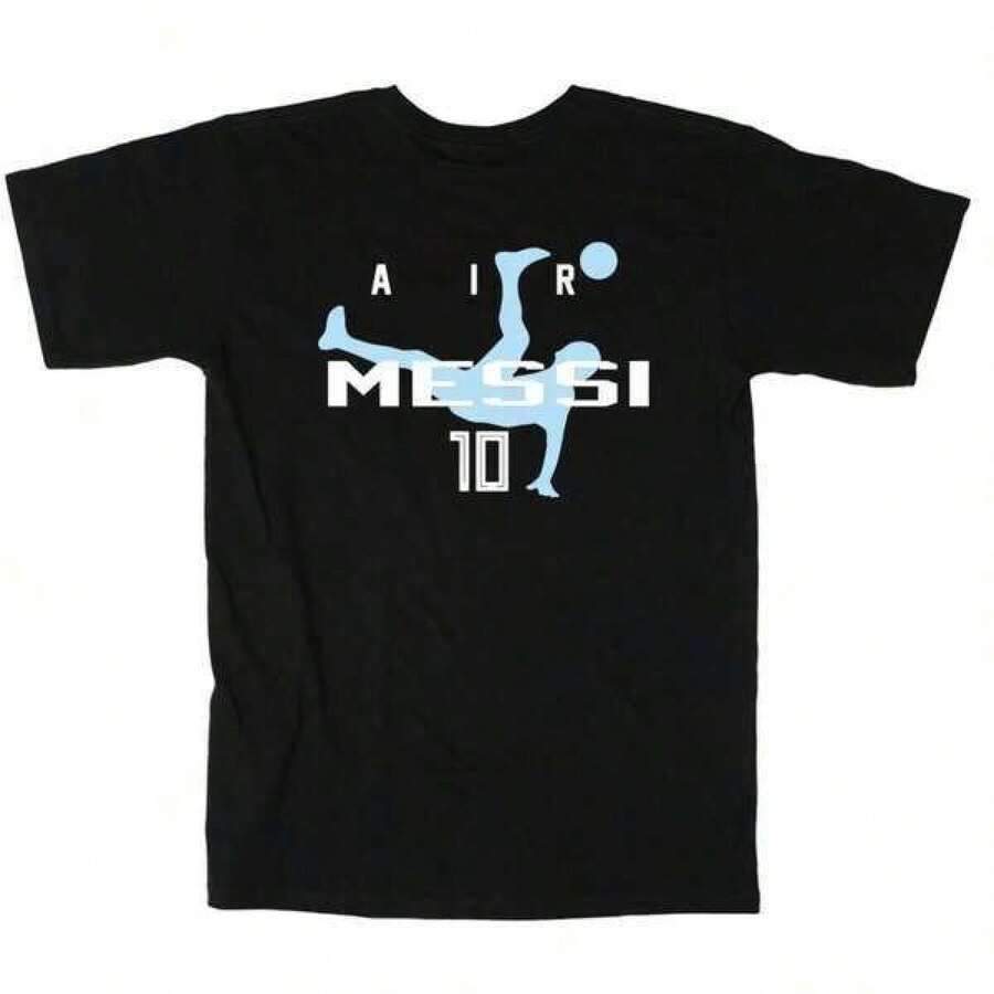 2026 World Cup Shirt, Soccer Fan Tee, Jerseys For Men, Summer Outfits For Men, Lionel Messis World Cup Argentina T-Shirt- Summer Outfits Printed Round Neck Short-Sleeved Women's T-Shirt, Perfect For The Summer Back-To-School Season. 100% Cotton Graphic Tees, Sports Fan Gift - 黑色 - 查看 1