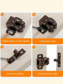 6pcs Wardrobe/Cabinet Door Knob Buttons, Decorative Snap Fasteners, Furniture Touch Clips Hardware Accessories - Rust Brown - View 8