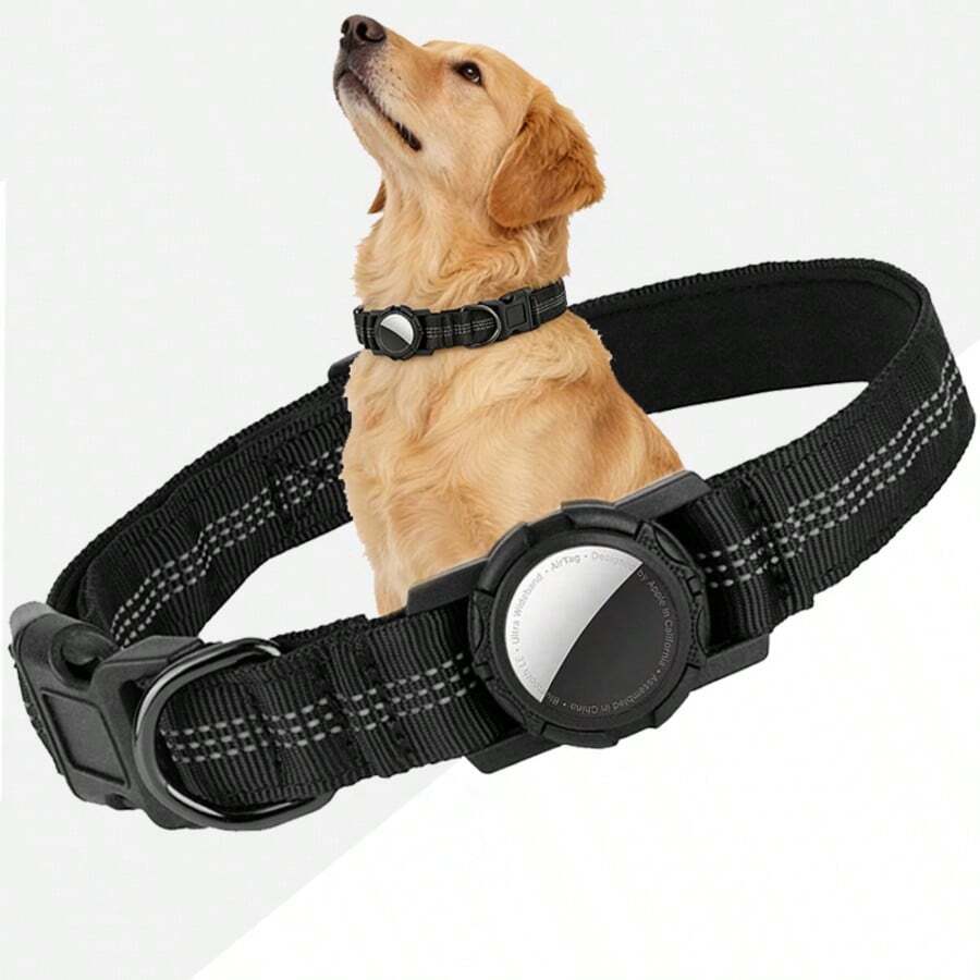 1pc Pet Collar With Airtag Holder, Reflective Adjustable Anti-Lost Positioning Collar For Medium & Large Dogs (Airtag Not Included)