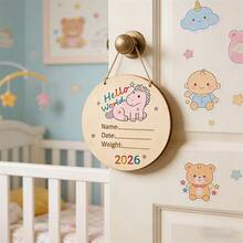 Birth Announcement Sign - Hello, World Wooden Birth Announcement Plaque / Hospital Keepsake Sign - A - 查看 5
