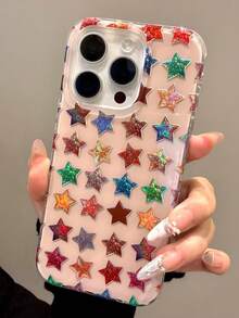 Y2K 闪亮星光手机壳，兼容 17 Pro Max、17 Pro、16 Pro、16 Pro Max、15 Pro Max、15 Pro、14、13，彩色星光防震后盖 - 彩色星星 - 查看 8