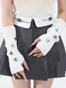 10pcs Star Fingerless Gloves, Y2K Style Arm Warmers, Knitted Subculture Design, Suitable For Autumn/Winter - 彩色 - 查看 10
