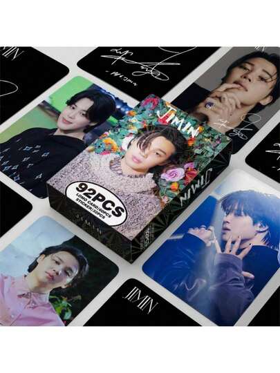 92pcs - Jimin Fan Support Cards (60 Cards + 32 Stickers), Double-Sided LOMO Cards, Greeting Cards, Bookmarks, Holiday Gift, Christmas Gift