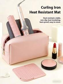 Tapete Resistente ao Calor de Silicone para Ferro de Enrolar, Almofada Resistente a Altas Temperaturas para Ferramentas de Styling de Cabelo, Tapete de Armazenamento Antiderrapante - Visão 3