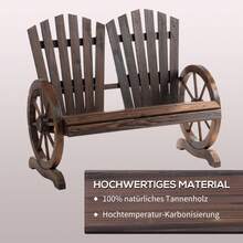 Garden Bench With Armrests, Seat, Garden Furniture, Rustic Bench, Solid Wood, Dark Brown, 108 X 66 X 95 Cm - Dark Brown - View 2