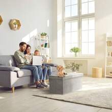 Sorbus Storage Ottoman Bench Collapsible/Folding Bench Chest with Cover Perfect Toy and Shoe Chest Hope Chest Pouffe Ottoman Seat Foot Rest Contemporary Faux Suede Gray - Gris - Ver 4