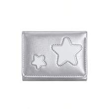 Cartera pequeña con estrella plateada, cartera trifold de mujer, cartera minimalista versátil - Multicolor - Ver 13