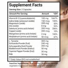 Thyroid Support Supplement Suitable For Both Men And Women, Containing Magnesium And Ashwagandha Extract, Vitamin B-120 Capsules. - 1瓶 - 查看 2