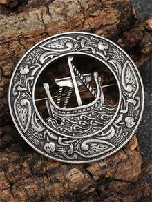 1 chiếc ghim cài áo kim loại hình tàu chiến Celtic Viking thời trang mới, kiểu dáng retro dành cho nam và nữ, họa tiết sóng rune, thích hợp làm quà tặng dự tiệc hoặc ngày lễ. - Thời trang - Xem 5