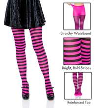 Leg Avenue Women's Nylon Striped Tights - 粉色 - 查看 4