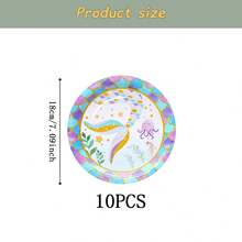Mermaid Seaweed Disposable Tableware Set, 7/9 Inch Party Plates, Disposable Paper Plates, Cups, Napkins, Suitable For Holidays, Weddings, Engagements, Birthdays, Parties, Celebrations - Multicolor - View 9