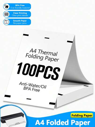 Marklife 20/100/200 Sheets A4 Thermal Paper, 210mm Folding Paper, Suitable For A4 Portable Thermal Printer, Multi-Purpose Printing Paper Supports Photo & PDF Printing