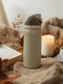 Owa Laa Brown Large Capacity Stainless Steel Water Bottle,32oz/945ml,With A Straw,Exquisite Appearance,Keeps Drinks Hot Or Cold,Can Hold Iced Drinks And Water,Suitable For Leisure,Work,Sports,Indoors And Outdoors,Suitable For Students And Office Workers,As A Gift - 摩卡棕 - 查看 2