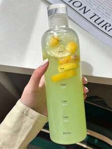 1 Stück transparente/schwarze PC Wasserflasche, auslaufsicher, stoßfest, tragbar, leicht zu reinigen, mit Zeitskala, geeignet für Wasser, Saft, Zitronenwasser, gemischten Tee und andere Getränke. Geeignet für Gym, Zuhause, Outdoor-Aktivitäten, Büro, Reisen und Campusnutzung; Wasserflasche, Tasse, Schmetterlingsflasche, Sportflasche, Studentenwasserflasche, Trinkgefäß, Getränkebehälter mit großer Kapazität, unverzichtbar für modischen Sport - Verschiedenfarbig - Übersicht 4