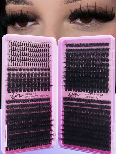 Fengxiu Eyelash Bộ 1 hộp/2 hộp 680/1360 sợi mi giả, mi giả từng sợi, độ cong D/DD, kích thước 0.35-0.63 inch, tự làm mi giả, mật độ hỗn hợp 50D+80D+100D+120DD, tự nhiên, mềm mại và dày, sợi mi giả 0.07mm, thích hợp cho Giáng sinh, Halloween, tiệc tùng, sử dụng hàng ngày, dụng cụ làm đẹp thiết yếu, làm đẹp và sức khỏe, làm đẹp lễ hội, mi giả từng sợi, mi giả, mi nối.