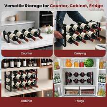 2-Tier 8-Bottle Stackable Countertop Wine Rack, Suitable For Cabinet Interior, Small Desktops, Dining Tables, Kitchens, Bars, Pantries And Compact Spaces - Black - View 7