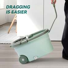 TAIMASI - Juego de trapeador giratorio de doble accionamiento y cubo para el hogar, trapeador giratorio, trapeador de lavado manos libres, uso en seco y húmedo, trapeador para eliminar el polvo, para pisos de madera dura, laminados, azulejos y madera. Herramienta de limpieza. - A - Ver 5