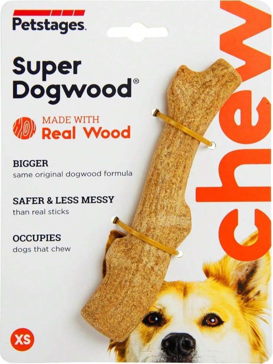 Outward Hound By Petstages Super Dogwood Durable Dog Chew Toy, Extra Small - Long Lasting Chew Stick Made With Real Wood - USA Made, XS - 紅色 - 查看 1