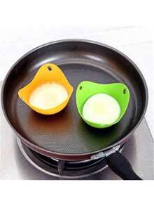 4pcs Non-Stick Silicone Egg Rings, Suitable For Microwave, Air Fryer, Stovetop - Kitchen Tool For Perfect Poached Eggs - Multicolor - View 5
