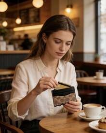 Coach Card Case 10 Slim Wallet Credit Card Holder For Women Minimalist Front Pocket RFID Blocking Card Cases - Brown and Black - View 4