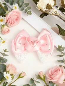 1 Par de Clipes Decorativos para Sapatos Elegantes de Estilo Coreano em Cetim com Design de Laço, Acessórios de Sapato Removíveis, Adequados para Sandálias, Saltos Altos / Apenas Clipes de Sapato, Sapatos Não Incluídos - Rosa chiclete - Visão 6