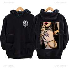Nuevas  de moda de la temporada: Sudadera con capucha de forro polar con estampado de monja de hip-hop de The Bad Nun Satan Street, estilo Harajuku, informal, de manga larga, para otoño e invierno, para hombres antisociales. - negro -1 - Ver 9