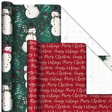 Hallmark - Papel de regalo navideño reciclable rústico 6 rollos: 54.8 m2 total rojo blanco y verde cazador a cuadros flor de pascua copos de nieve "Feliz Navidad" muñeco de nieve Papá Noel - Verde cazador rojo blanco a cuadros mueco de nieve Pap Noel - Ver 5