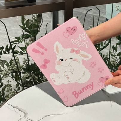 1 bao da gập bảo vệ bàn làm việc có khe đựng bút, chân đế xoay 360°, họa tiết thỏ dễ thương, trái tim, nơ, chất liệu da PU tương thích với Samsung A9/A9+/S9/S9FE/A11/A11+/S11/S10 FE/S10 FE+/S10 Lite, A16 2025, Air 11/13, M3 2025, Mini 7 A17, Pro 2024, Air 11/13, M2 2024, Pro 11/13, M4 2024, Pro 12.9, thế hệ 7/8/9, 10.2, thế hệ 10, 10.9, Air 4/5/6/7/8, 10.9, Pro 11, thế hệ 4/5/6, Mini 6, Se 11, Honor, Matepad Se 11,