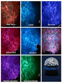 1 pieza Lámpara proyector USB con estrella/onda/aurora, luz de escritorio con control remoto para ajustar la iluminación y la velocidad, crea una atmósfera romántica, proyector de luz nocturna para adultos, adecuado para oficina, sala de juegos/dormitorio/techo/fiesta - luz policromática - Ver 10