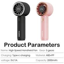 sweetfull Portable Handheld Turbo Fan, 5 Wind Speeds, Up To 12 Hours Runtime, 2-In-1 Rechargeable Handheld Fan With Turbo Technology, Outdoor Activities, Travel, Beach Cooling Fan - Multicolor - View 9