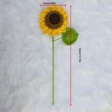 onEternal 手工钩编生动花瓣自然卷曲向日葵花枝，永不凋谢的花卉家居装饰礼品，节日花束 - 黃色 - 查看 2