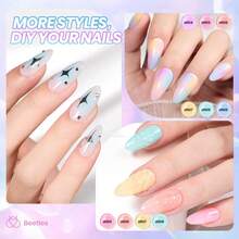 Beetles Gel Polish Whispers Of Love Jelly Gel Nail Polish Set - 6 Colors Milky White Nude Pink Neutral Sheer Translucent Soak Off UV Gel Nail Kit - 6 Colors Macaron Dream - 查看 2