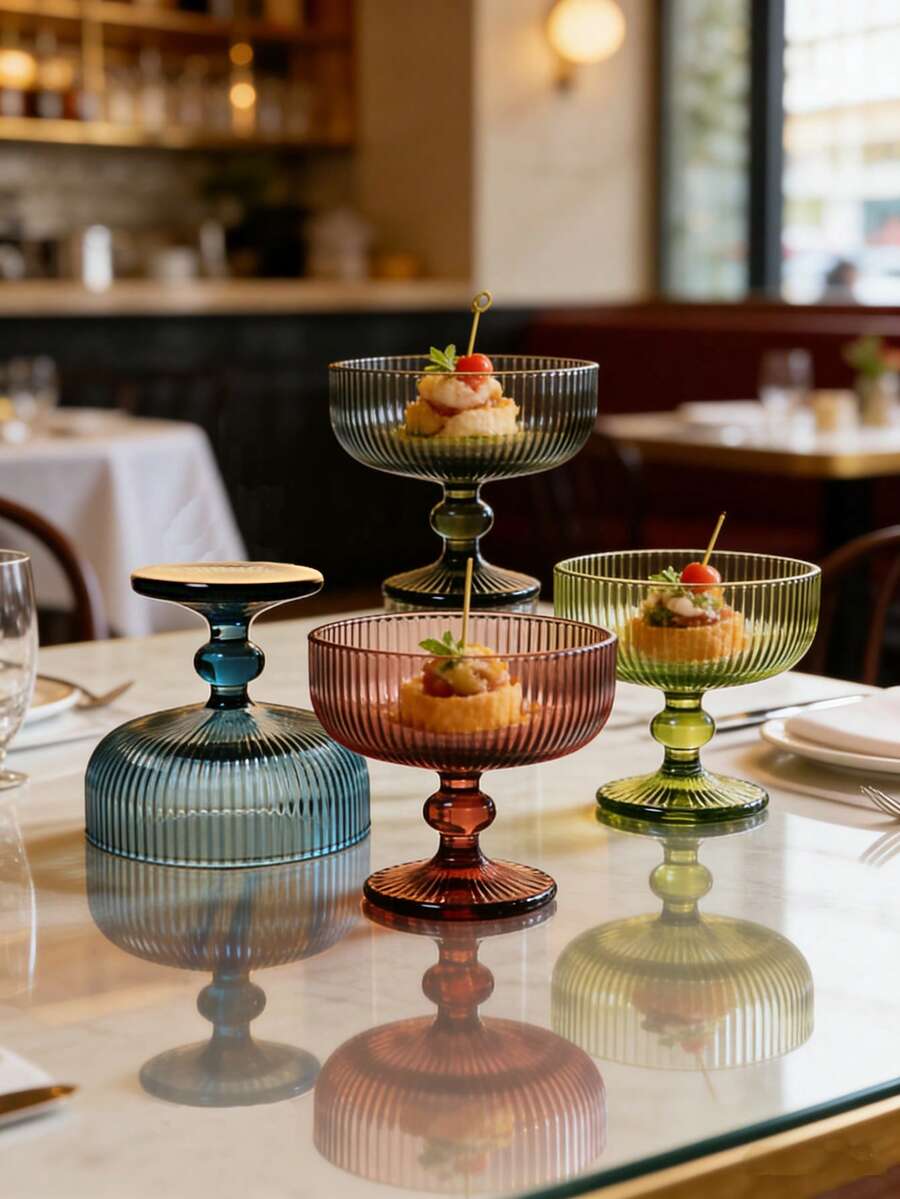 280ml Creative Multi-Color Glass Bowl, Suitable For Fruit Salad, Yogurt, Ice Cream, Dessert, Snacks, Breakfast, Home & Restaurant Use