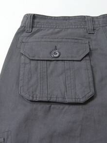 yuehaibao Pantalones cargo casuales para hombre con bolsillos con solapa, sin cinturón, para otoño - Gris - Ver 8